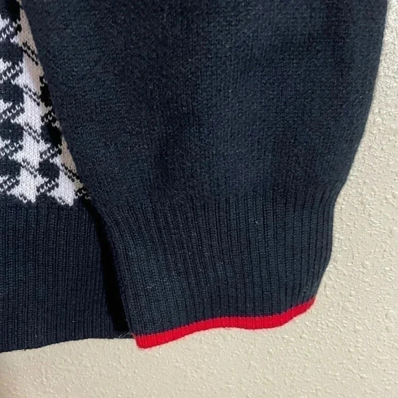 Charter Club Women XLP PETITE Black White Houndstooth Red Trim Sweater NEW - Picture 5 of 7